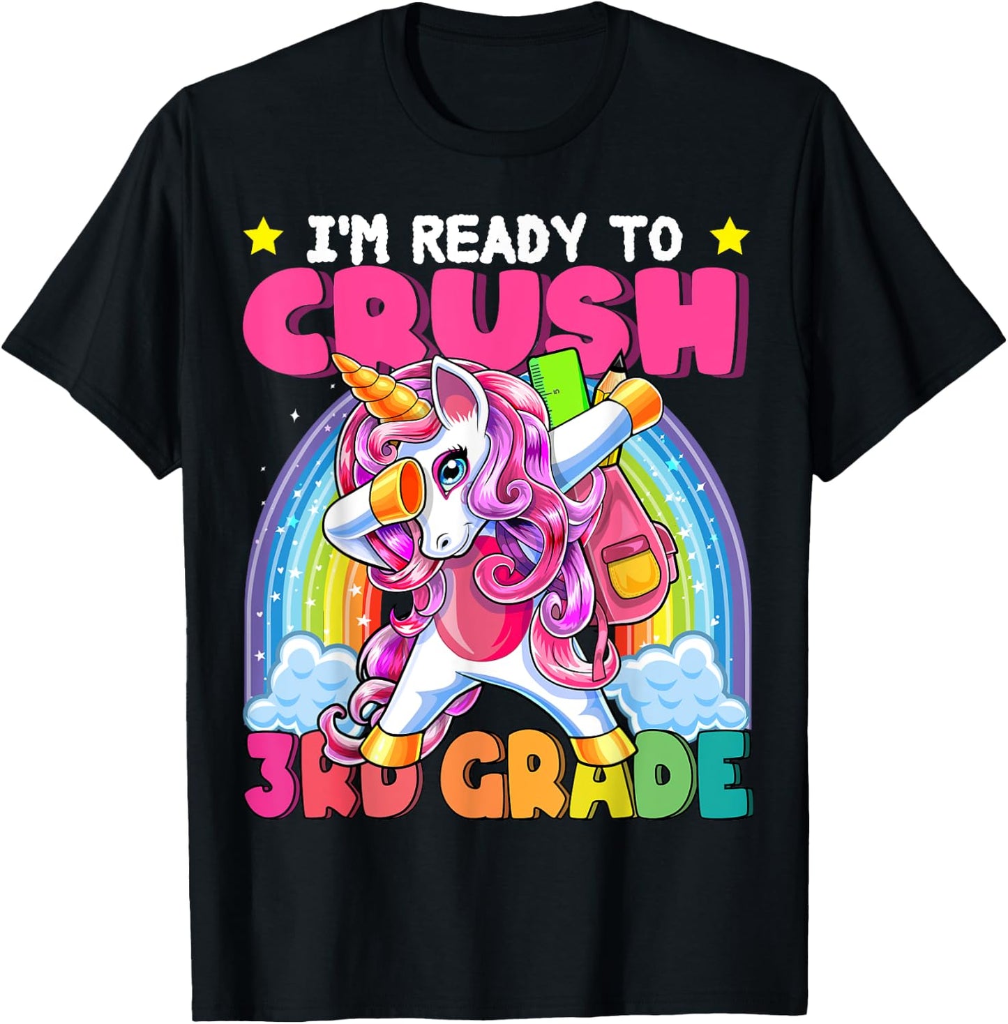 Crush 3rd Grade Dabbing Unicorn Back to School Girls Gift T-Shirt - T-Shirt | Black