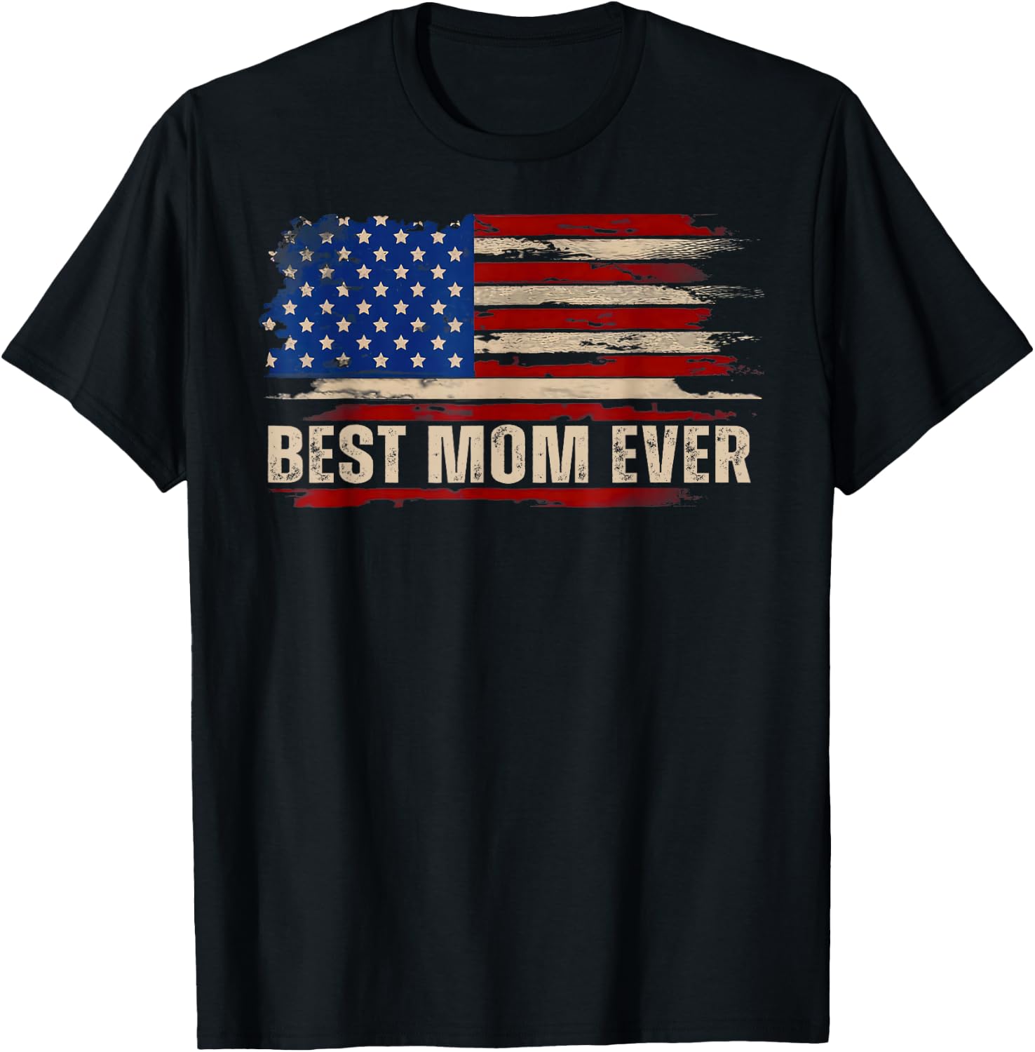 Vintage Best Mom Ever American Flag Mother's Day T-Shirt - T-Shirt | Black