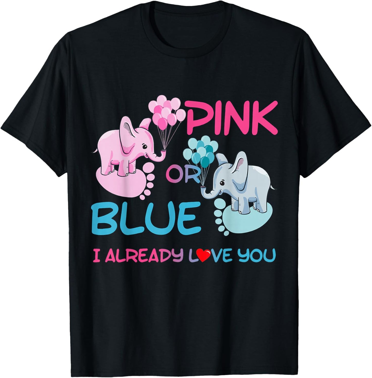 Gender Reveal Pink or Blue Boy or Girl Party Supplies Family T-Shirt - T-Shirt | Black