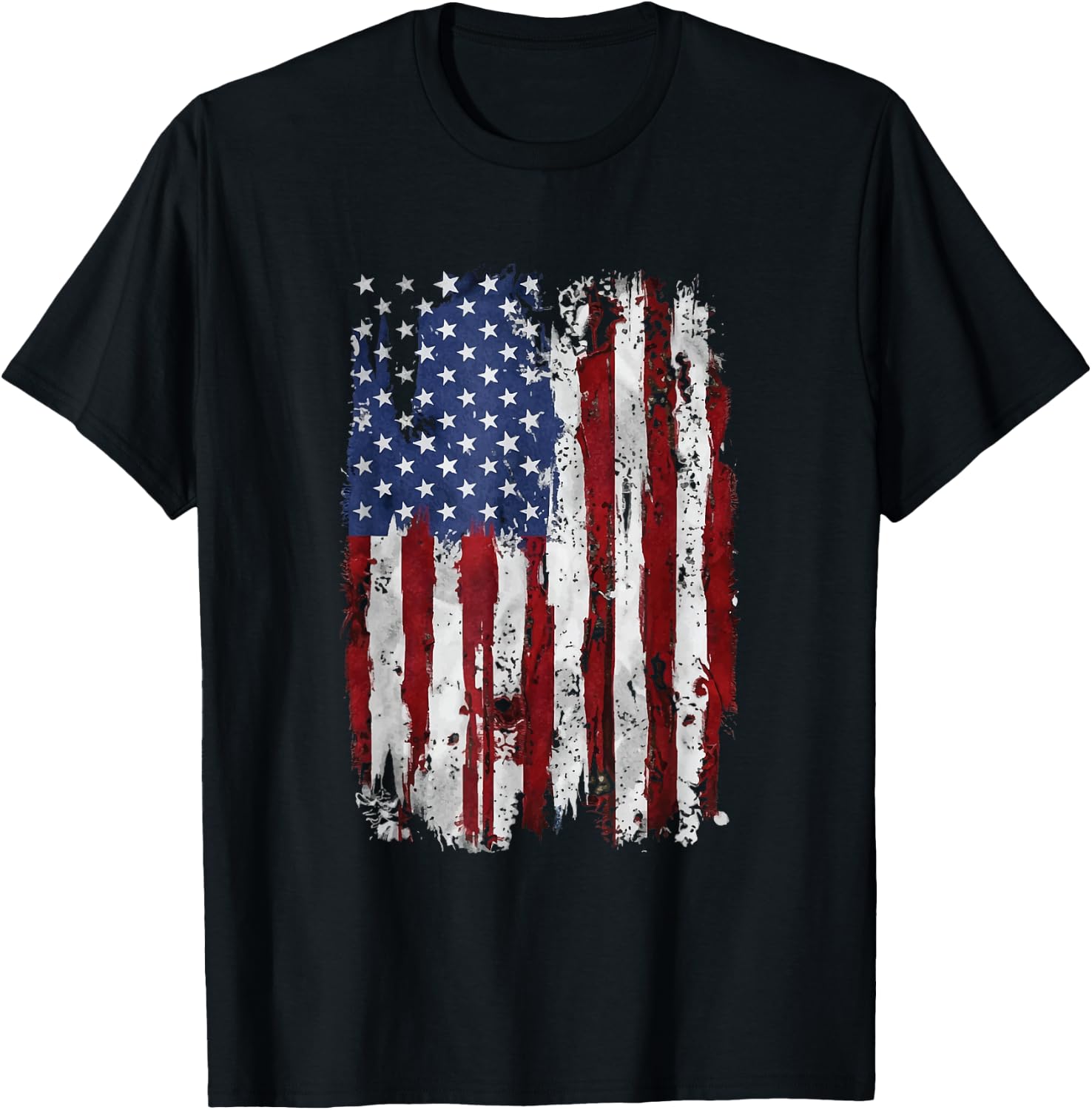 Distressed American Flag 4th July Patriotic USA Independence T-Shirt - T-Shirt | Black