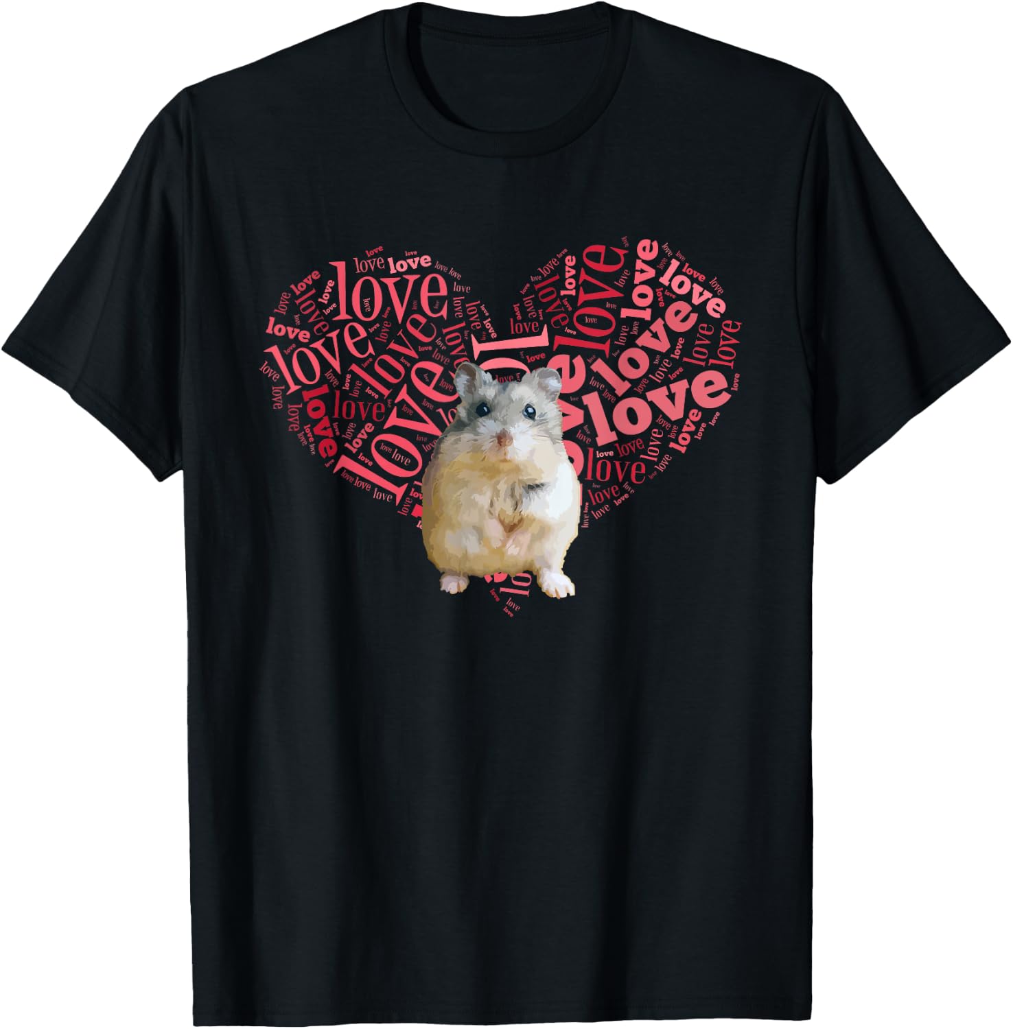 I Love Dwarf Hamsters - Heart Shaped Robo Lover Gift T-Shirt - T-Shirt | Black