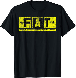 FAT Fresno Yosemite Int'l Airport Taxiway Sign Pilot Vintage T-Shirt - T-Shirt | Black