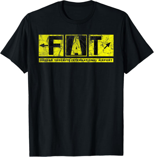 FAT Fresno Yosemite Int'l Airport Taxiway Sign Pilot Vintage T-Shirt - T-Shirt | Black