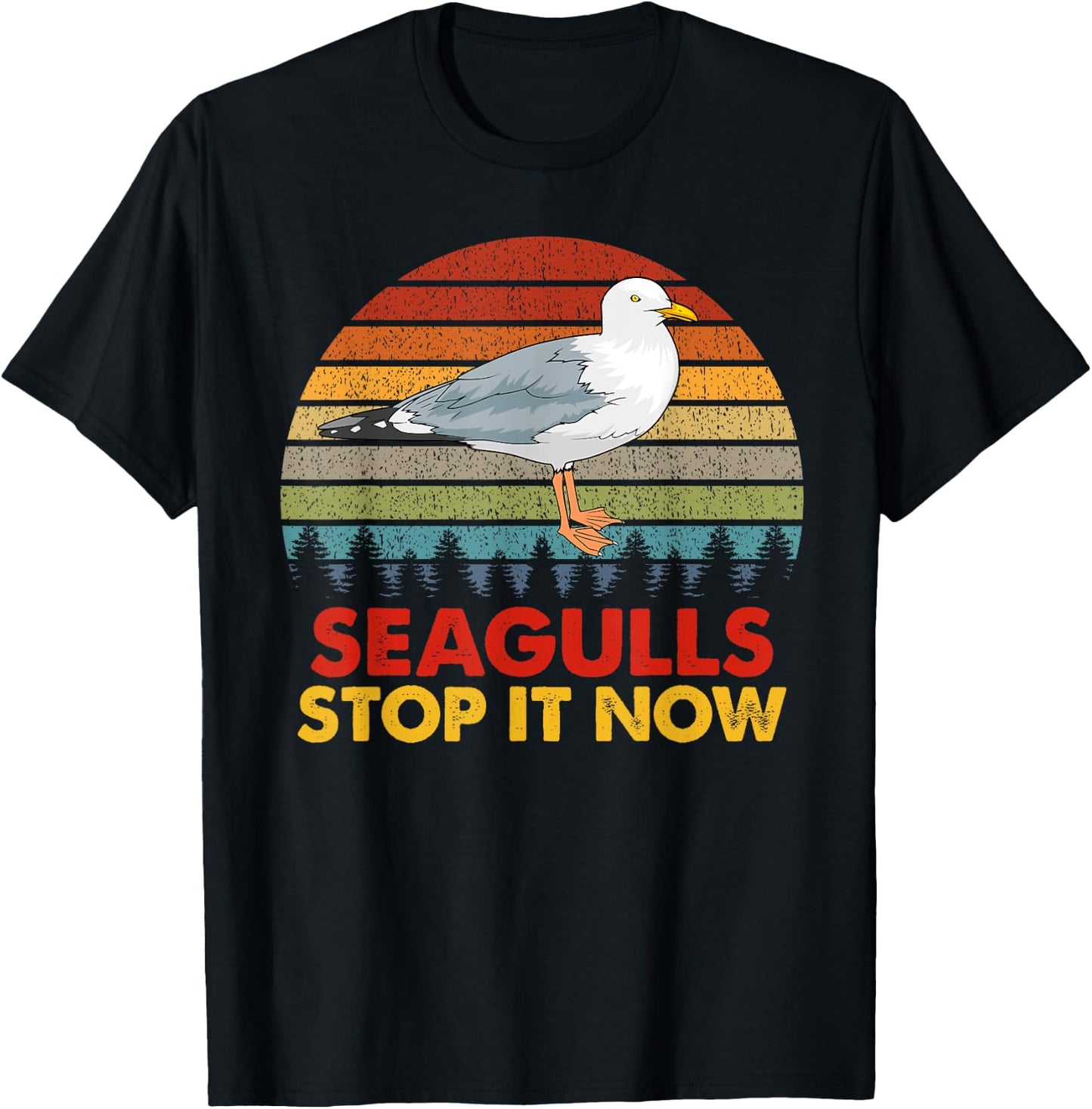 Seagulls Bird Lover Stop It Now Vintage Retro Funny Seagulls T-Shirt - T-Shirt | Black