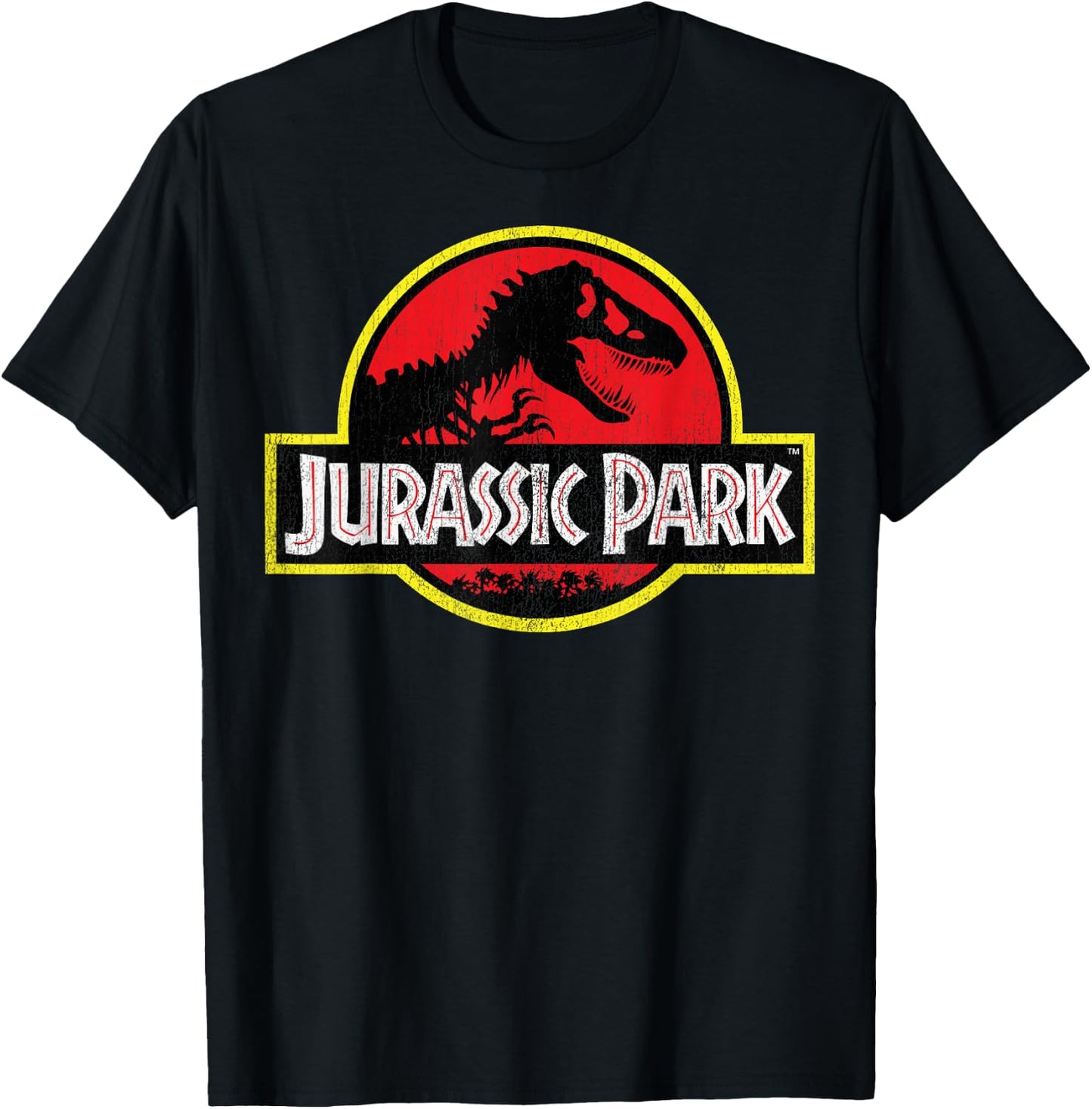 Jurassic Park Vintage Distressed Logo - Classic Fit, , Short Sleeve, Black T-Shirt - T-Shirt | Black