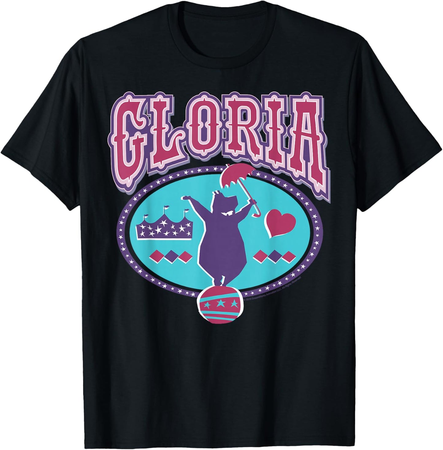 Madagascar Gloria Circus Hippo Silhouette Poster T-Shirt - T-Shirt | Black