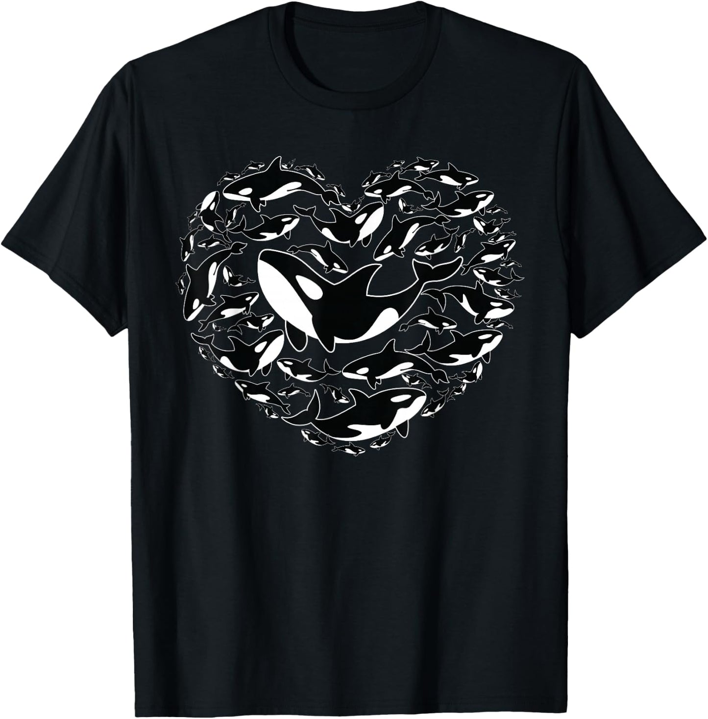 Valentine's Day Orca Whale Sea Panda as Men Women Kids T-Shirt - T-Shirt | Black