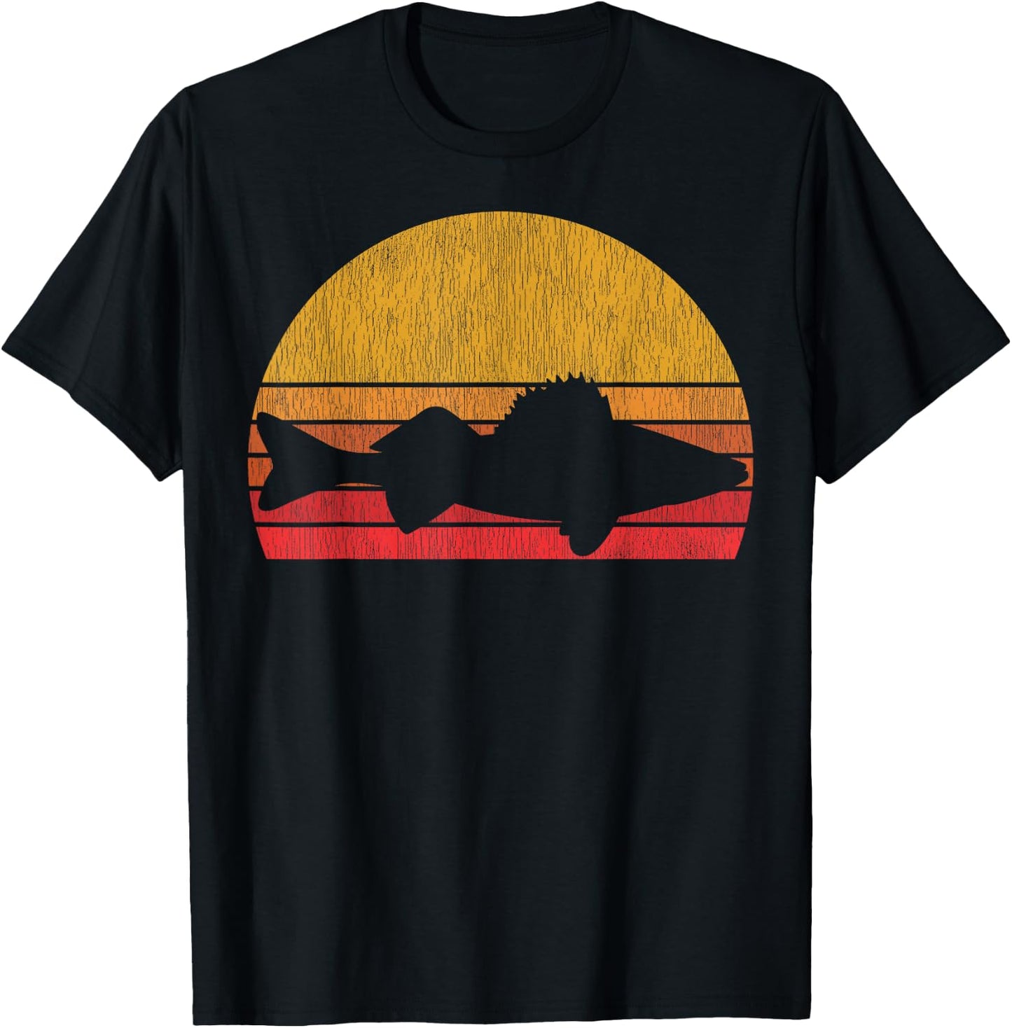 Walleye Fishing Retro Walleye Sauger Fisherman T-Shirt - T-Shirt | Black