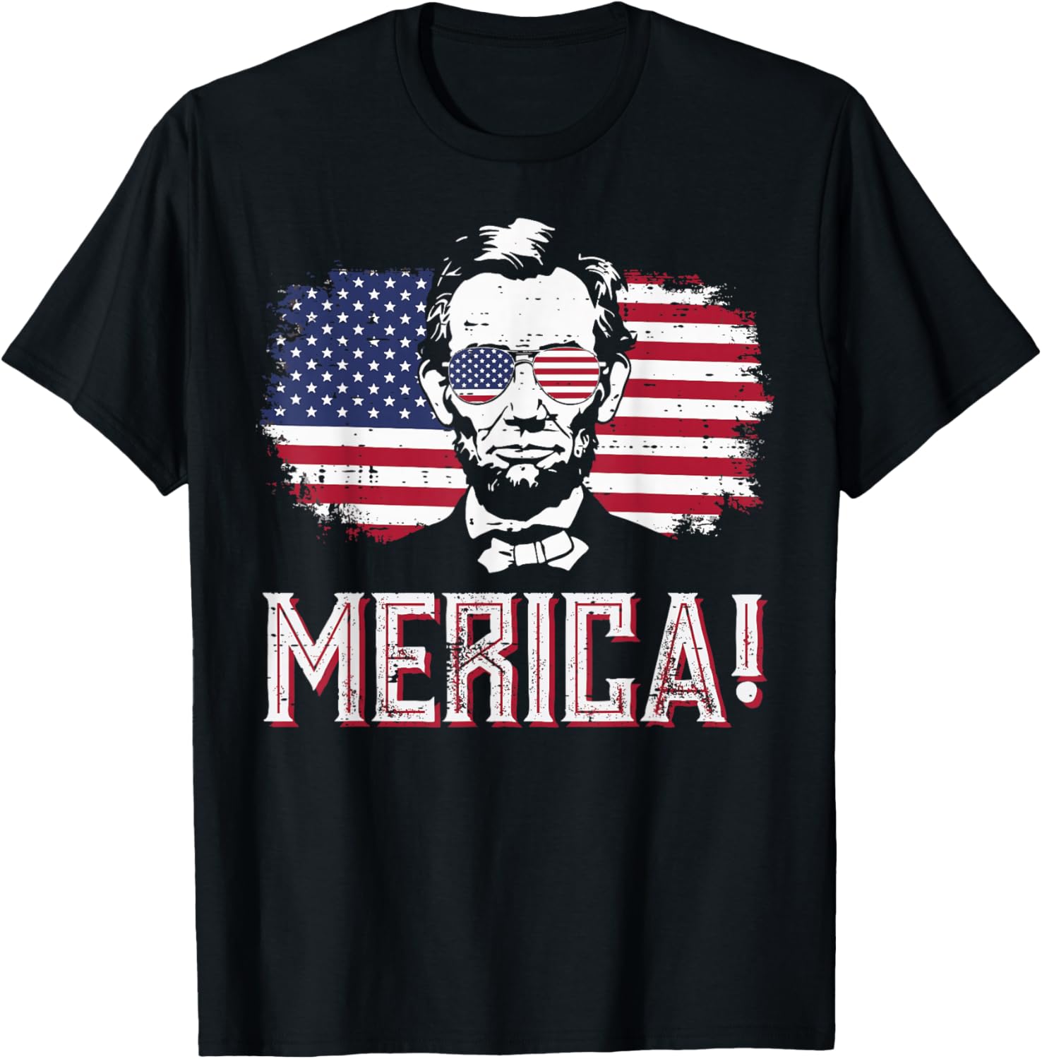 4th Of July Lincoln USA Flag Merica Patriotic Men Women Kids T-Shirt - T-Shirt | Black