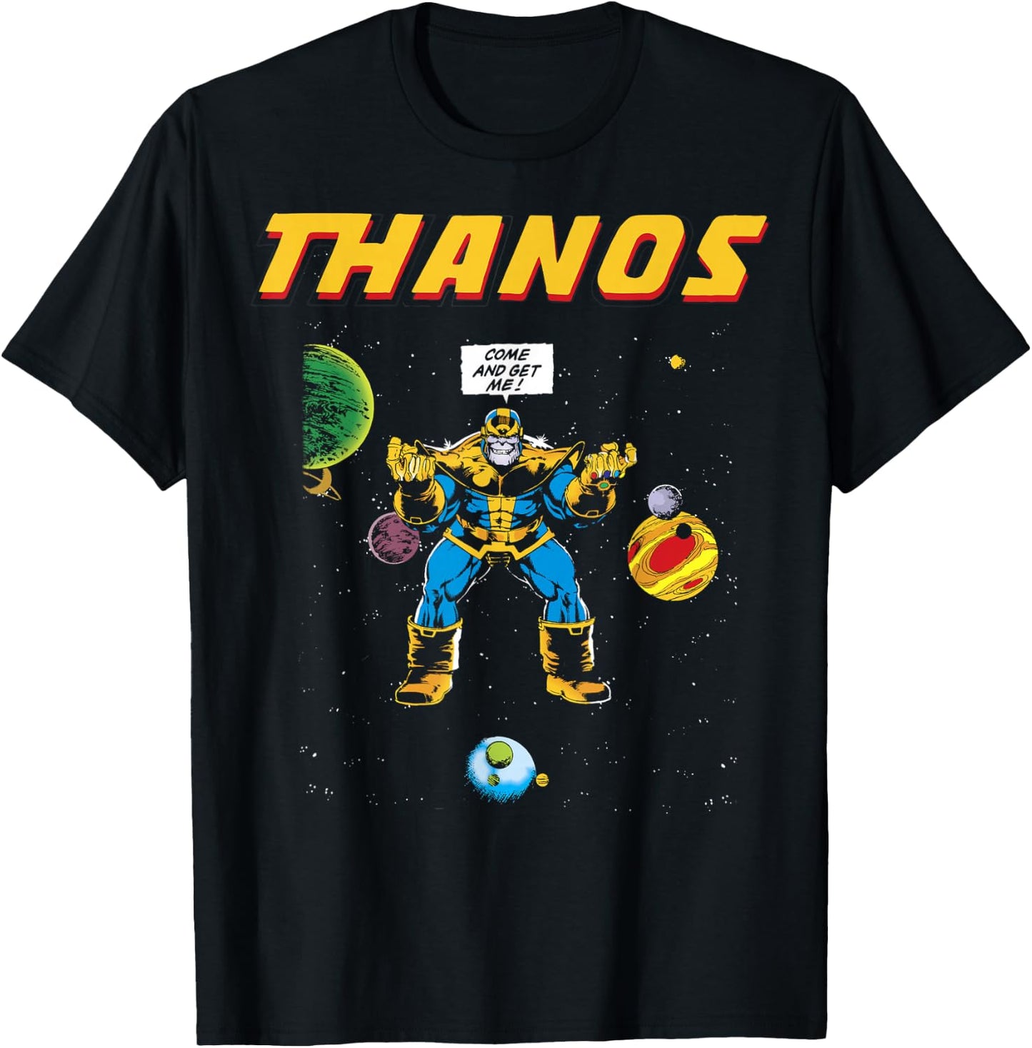 Marvel Thanos Come And Get Me Retro Comic Graphic T-Shirt - T-Shirt | Black
