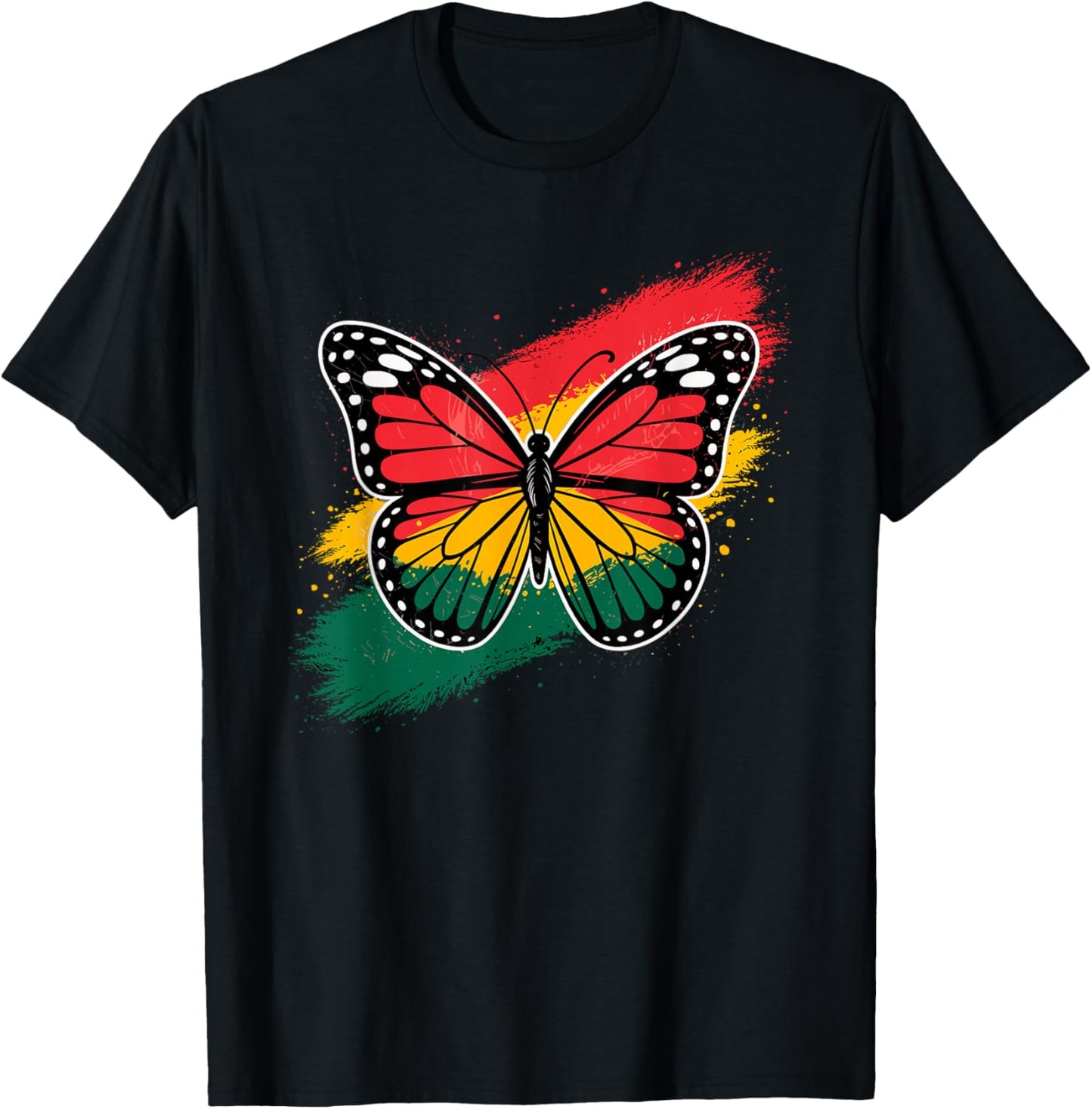 Juneteenth Butterfly Red Yellow Green African Men Women Teen T-Shirt - T-Shirt | Black