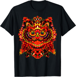 KALEIDOSCOPE KITTY - Louis Wain Psychedelic Cat Art T Shirt T-Shirt - T-Shirt | Black