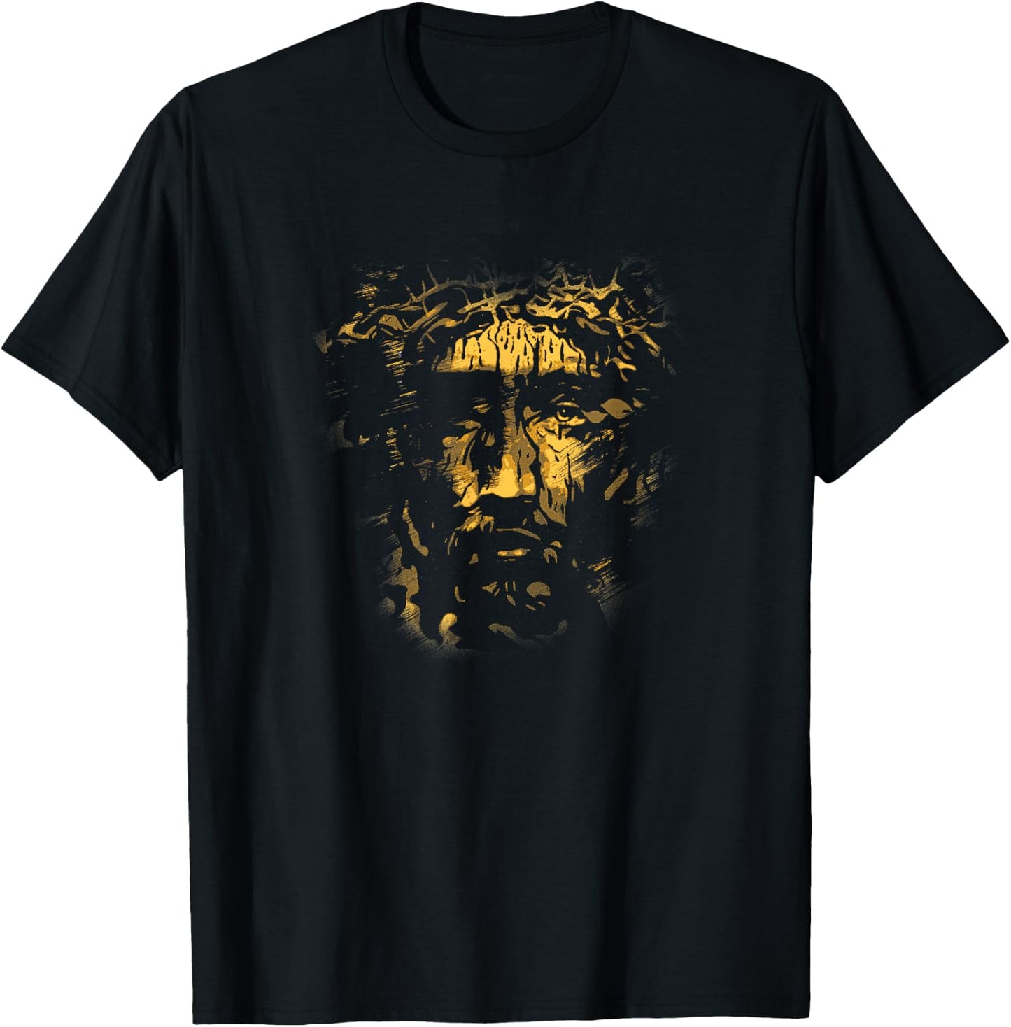 Jesus Face Shirt Crown of Thorns Christian Gift T-Shirt - T-Shirt | Black