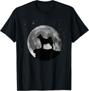 Norwegian Elkhound Dog Moon T-Shirt - T-Shirt | Black