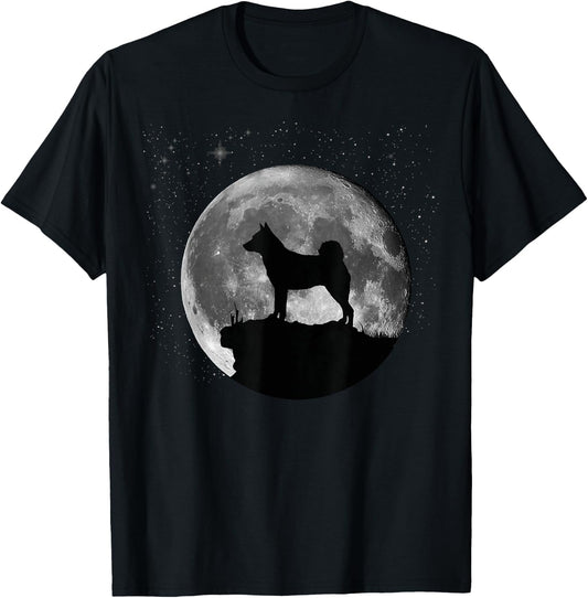 Norwegian Elkhound Dog Moon T-Shirt - T-Shirt | Black
