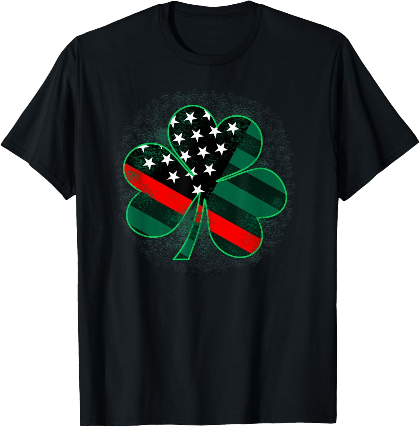 Thin Red Line St Patricks Day Shirt Firefighter Shamrock T-Shirt - T-Shirt | Black