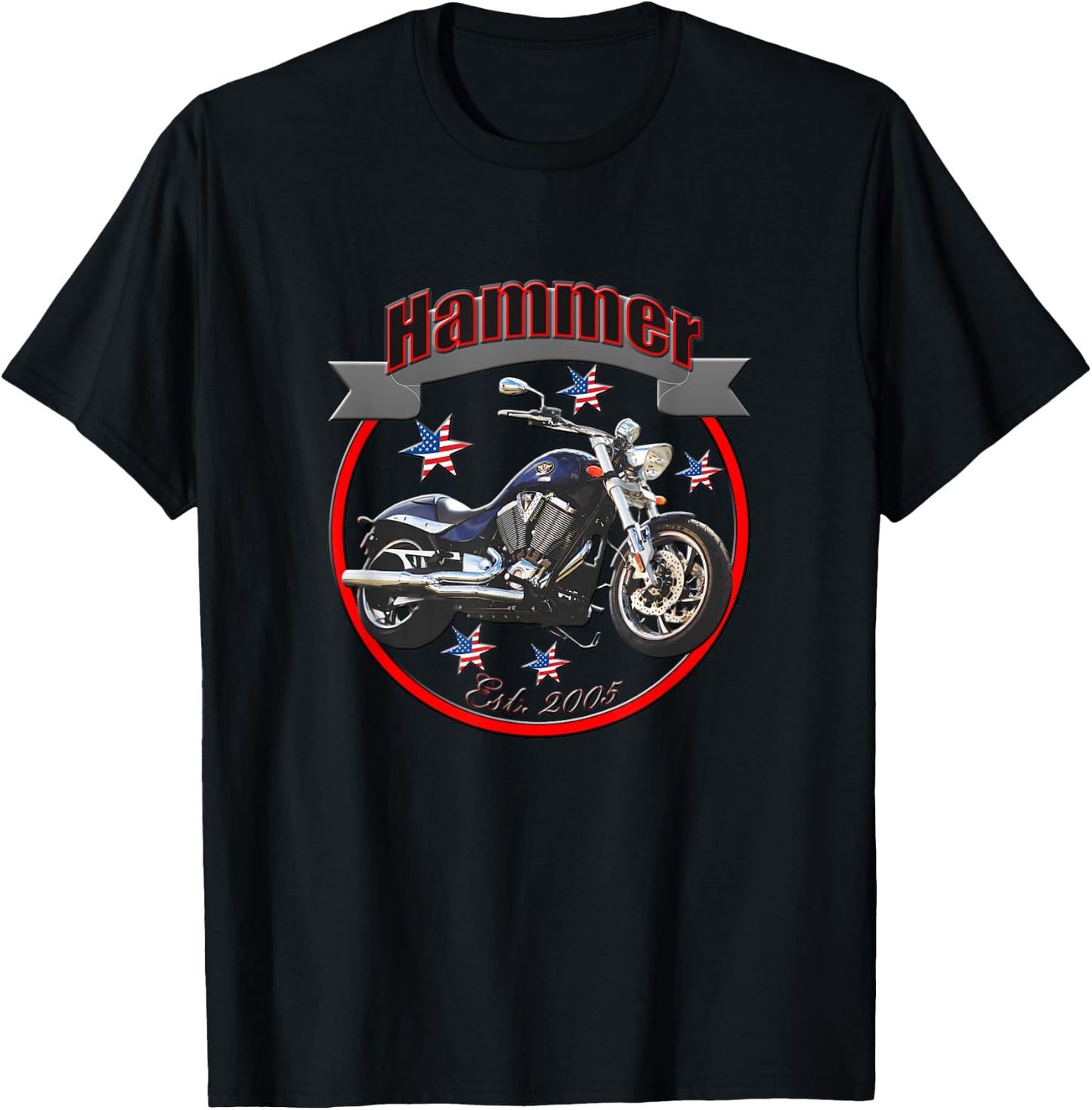 Victory Hammer U.S.A. Star Motorcycle T-Shirt - T-Shirt | Black