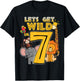 7 Years Old Zoo Animals Safari 7th Birthday Boys Girls T-Shirt - T-Shirt | Black