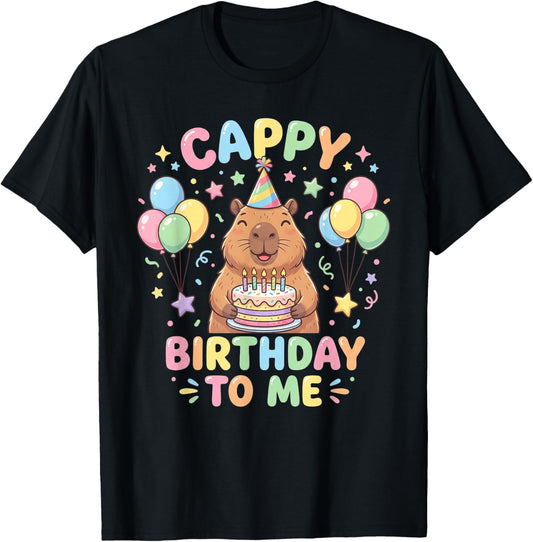 Cappy Birthday Capybara Birthday to Me T-Shirt - T-Shirt | Black