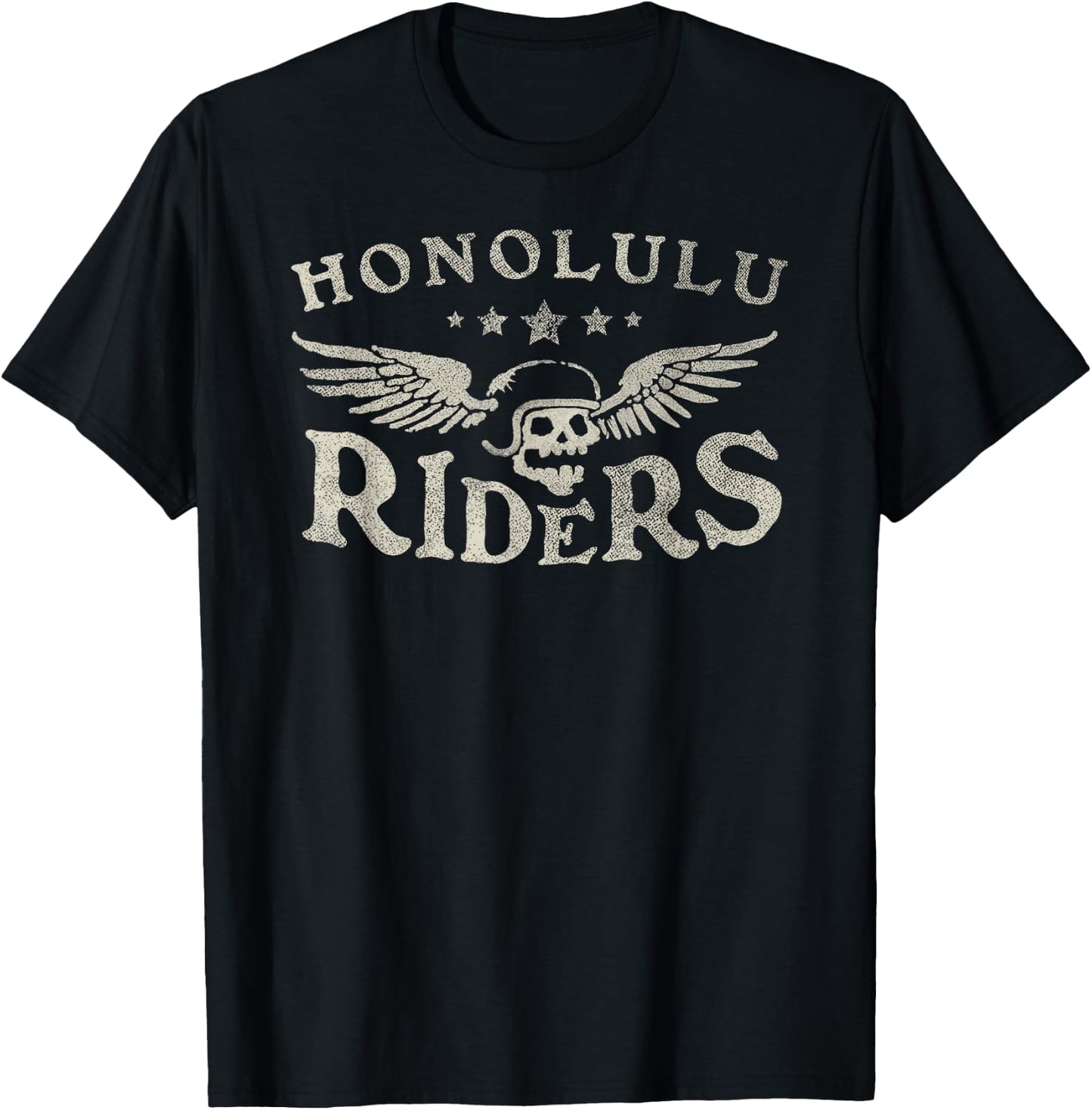 Honolulu Riders - Motorcycle Skull Wings T-Shirt - T-Shirt | Black