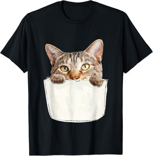 Kangaroo Pocket Cat Baby Kitten In Pouch Shirt Men Women Girls Kids T-Shirt - T-Shirt | Black