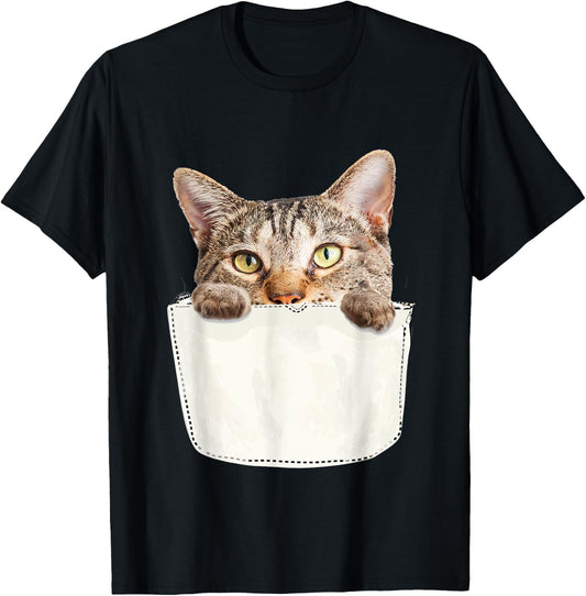Kangaroo Pocket Cat Baby Kitten In Pouch Shirt Men Women Girls Kids T-Shirt - T-Shirt | Black
