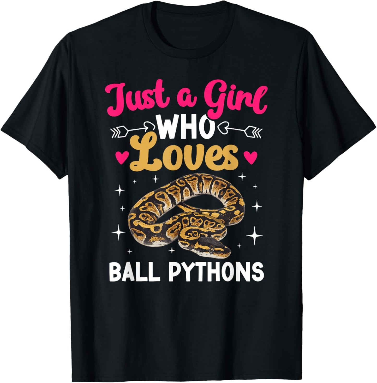 Just A Girl Who Loves Ball Python Owner Ball Python Mom T-Shirt - T-Shirt | Black