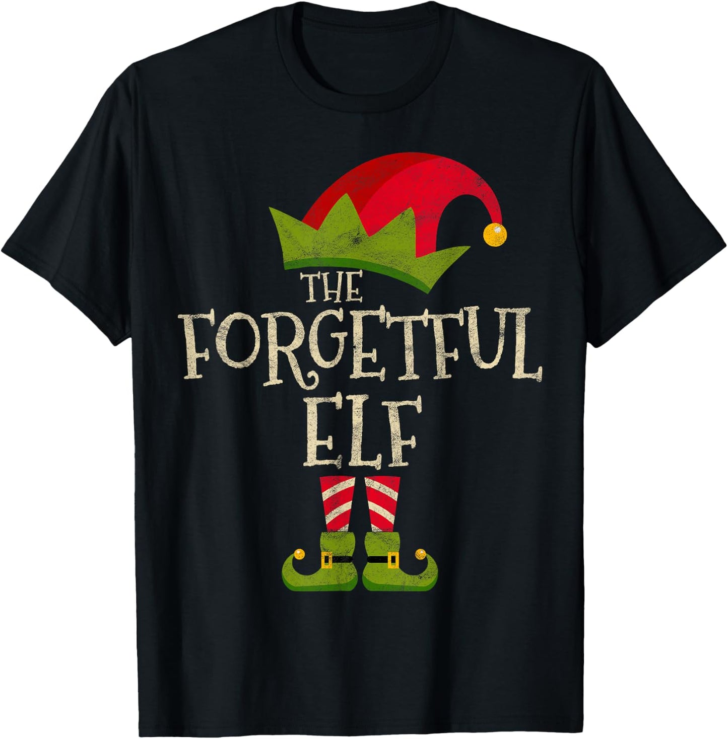 Easy The Forgetful Elf Costume Family Group Gift Christmas T-Shirt - T-Shirt | Black