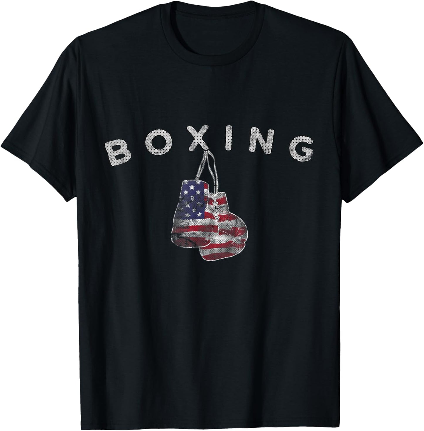 Vintage US Flag Boxing Gloves for July 4th T-Shirt - T-Shirt | Black
