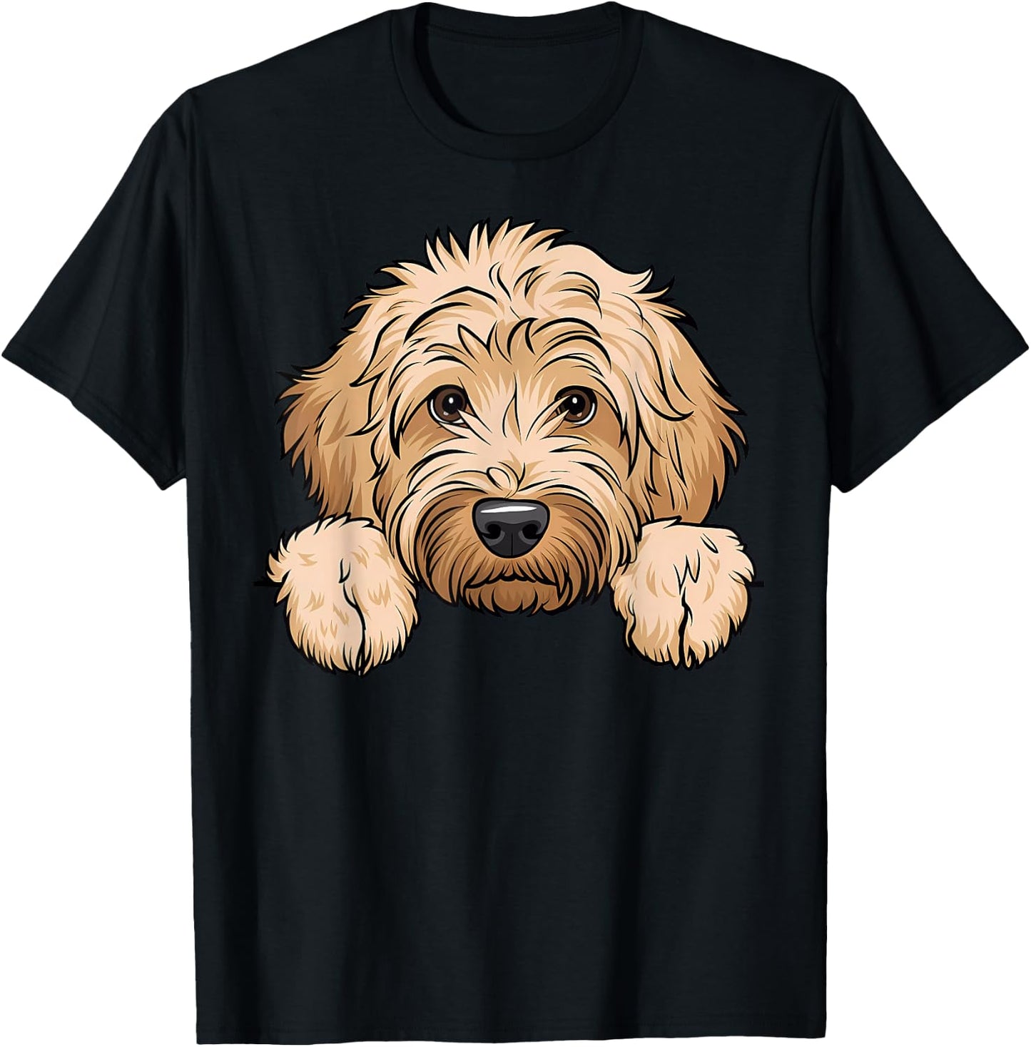 Cute Goldendoodle Funny Peeking Pocket Golden Doodle Dog T-Shirt - T-Shirt | Black