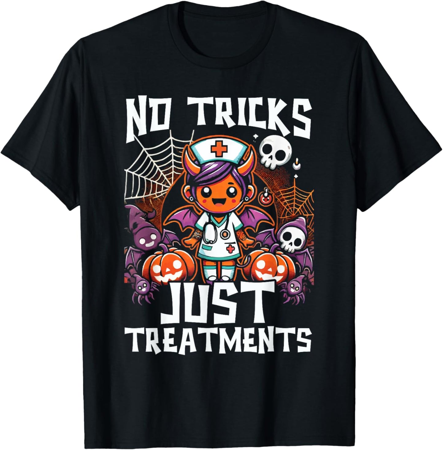 Addiction Nurse Halloween Spooky Nursing Trick Or Treat T-Shirt - T-Shirt | Black