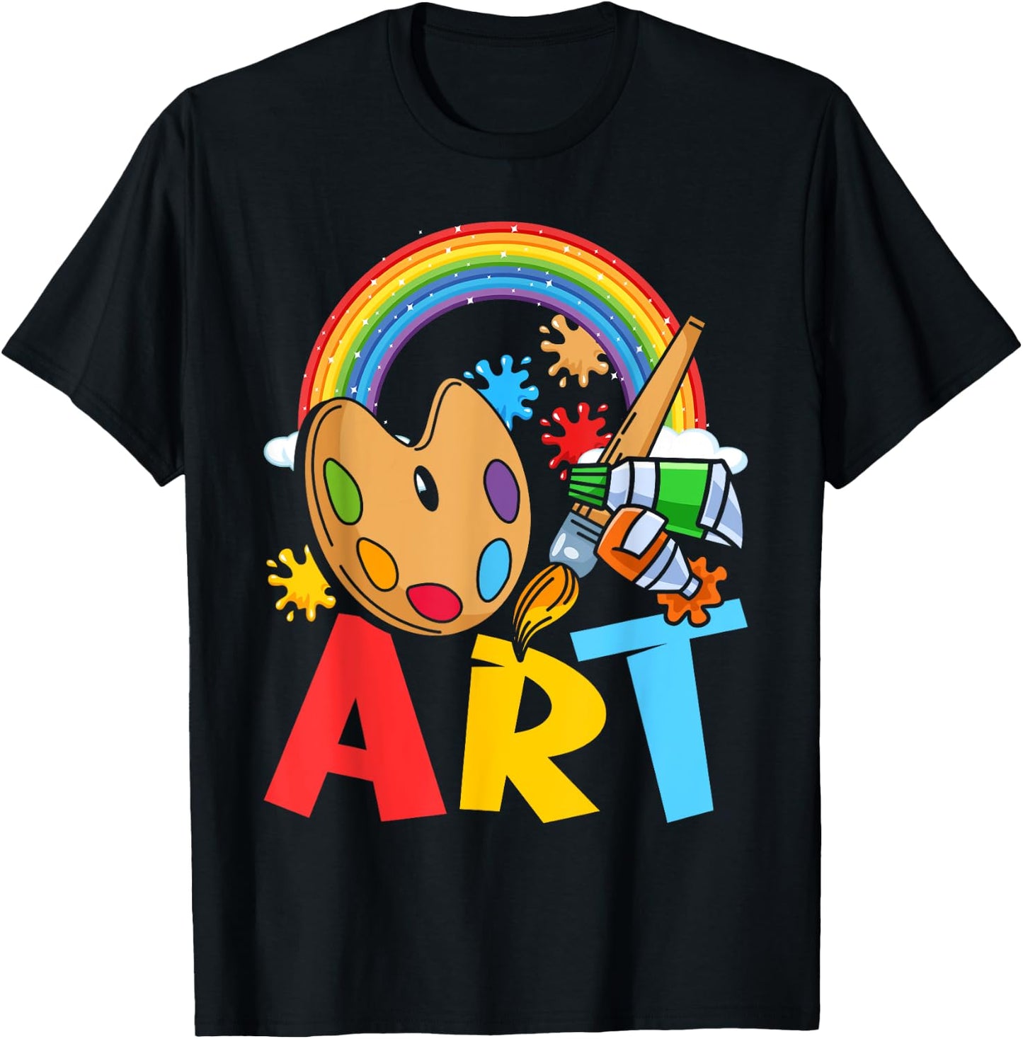 I Love Art Artist Painter Colorful Painting Kids Girls T-Shirt - T-Shirt | Black
