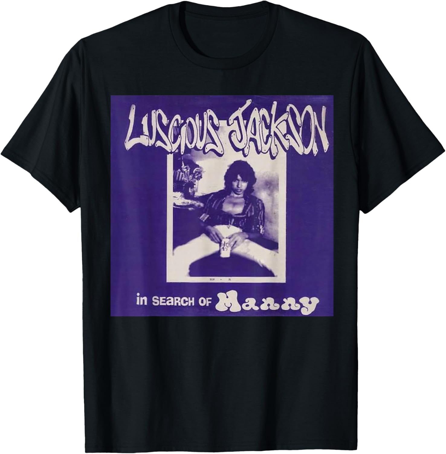 Luscious Jackson original In Search of Manny Album Cover T-Shirt - T-Shirt | Black