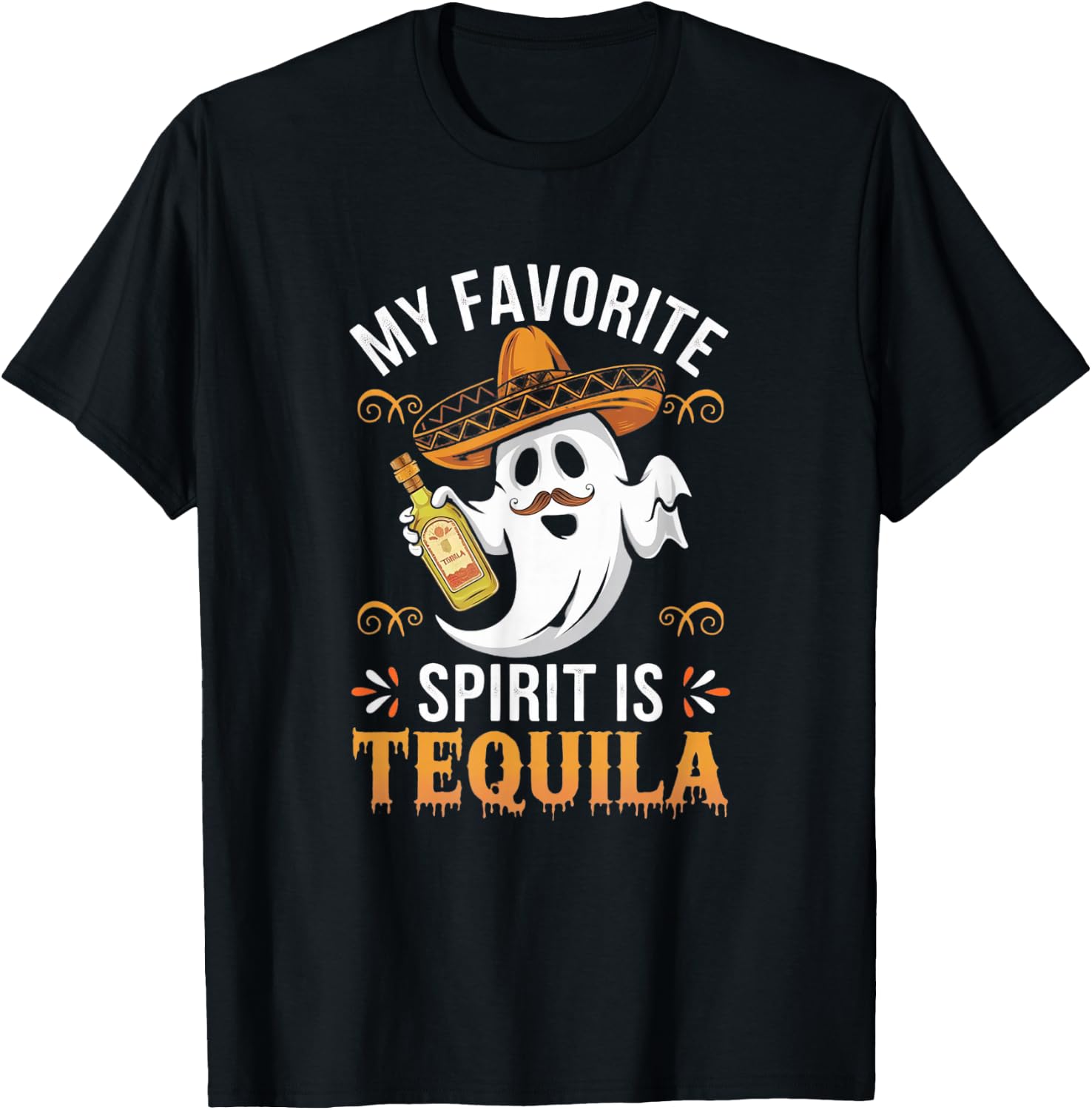 My Favorite Spirit Tequila Funny Halloween T-Shirt - T-Shirt | Black