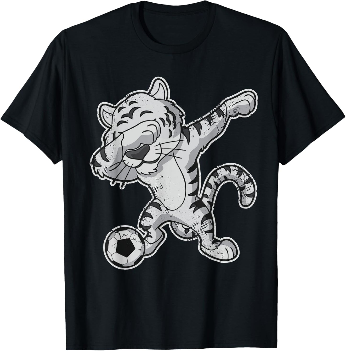 Dabbing White Tiger Soccer Team Player T-Shirt - T-Shirt | Black