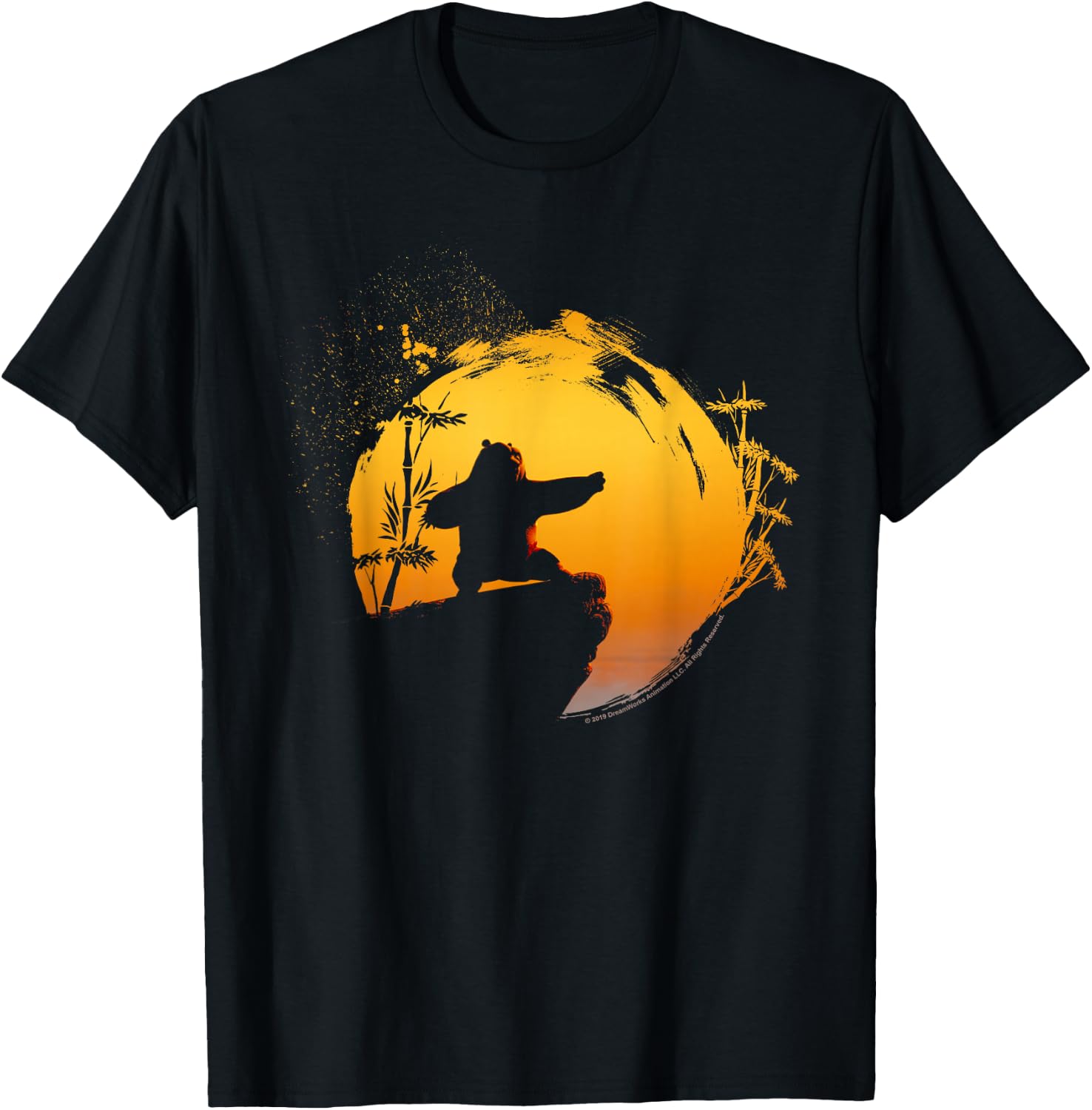 Kung Fu Panda Po Tai Chi Sunset Silhouette T-Shirt - T-Shirt | Black