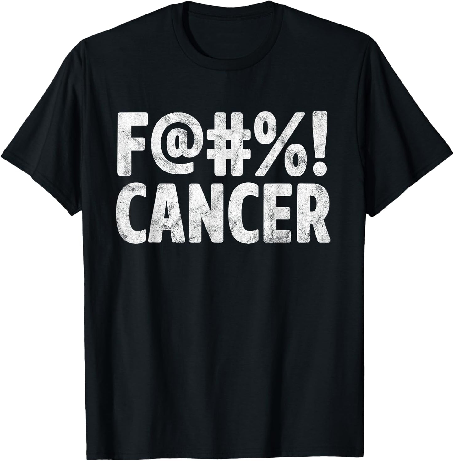 Fuck Cancer Breast Cancer Awareness Gift Distressed F@#%! T-Shirt - T-Shirt | Black