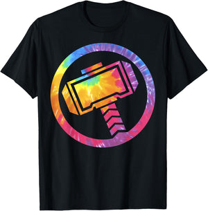 Marvel Thor Tie Dye Hammer Symbol T-Shirt - T-Shirt | Black