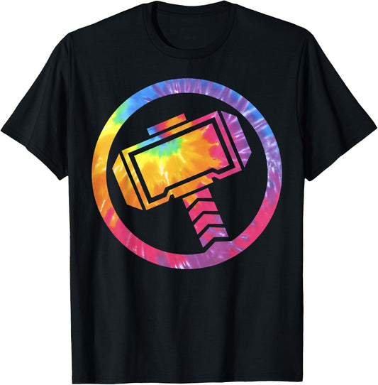 Marvel Thor Tie Dye Hammer Symbol T-Shirt - T-Shirt | Black