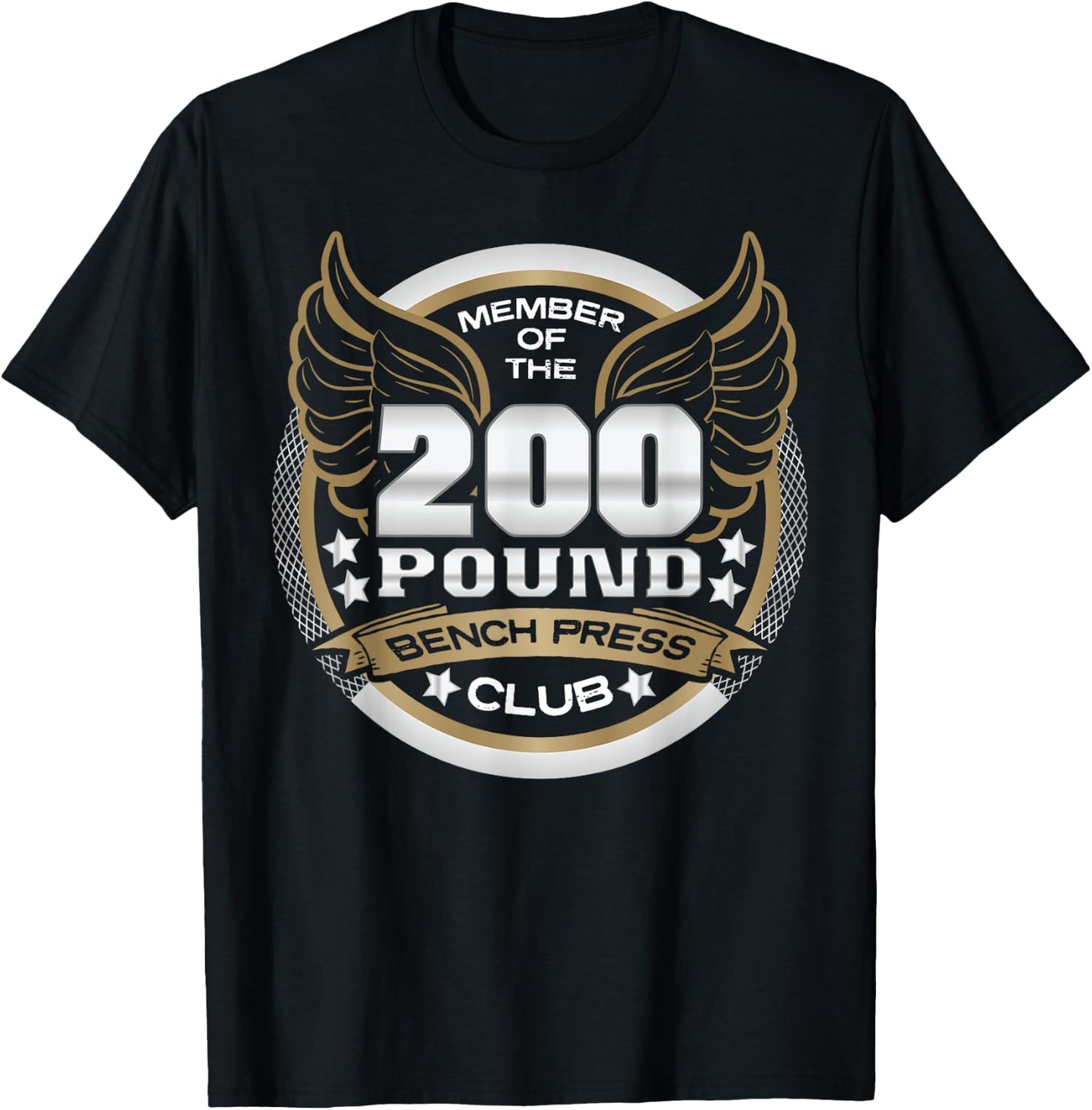 200 Pound Bench Press Club for Weightlifter Gym T-Shirt - T-Shirt | Black