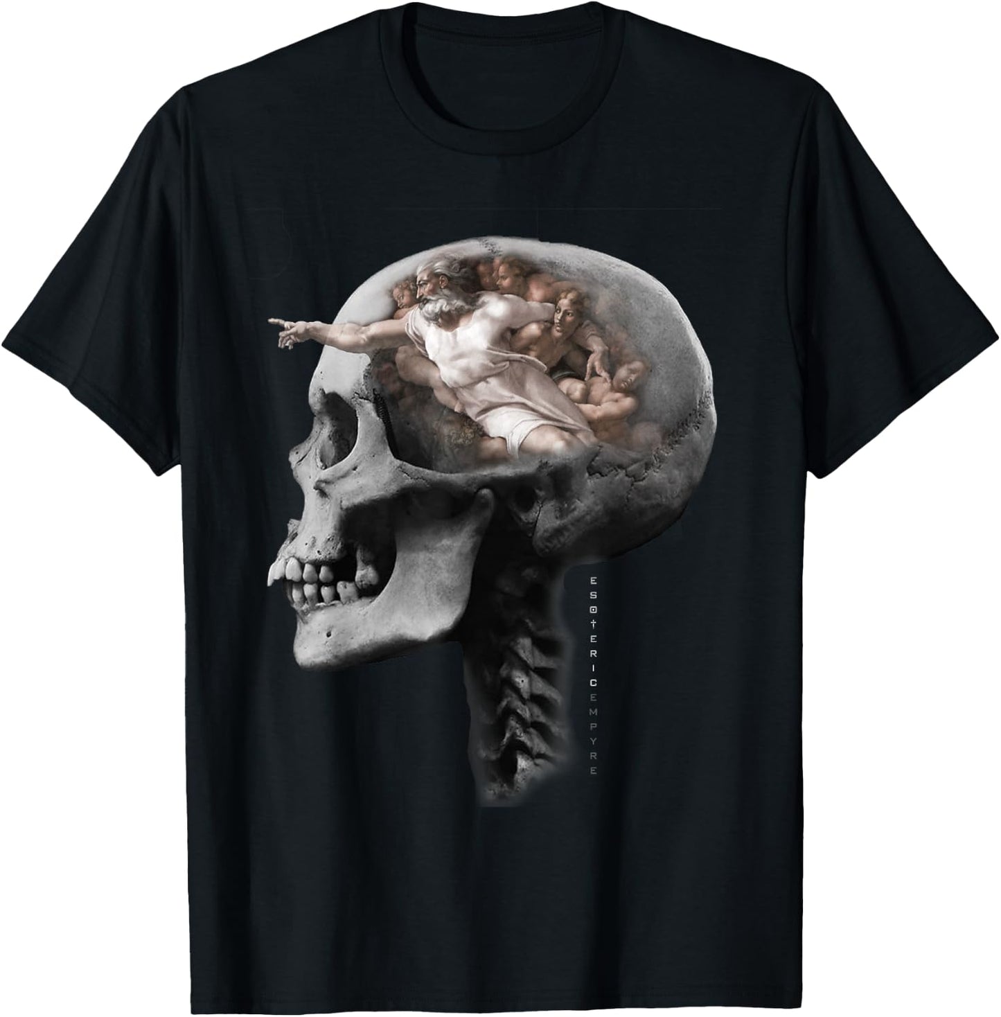 Creation of Adam Skull Michelangelo Sistine Chapel T-Shirt - T-Shirt | Black