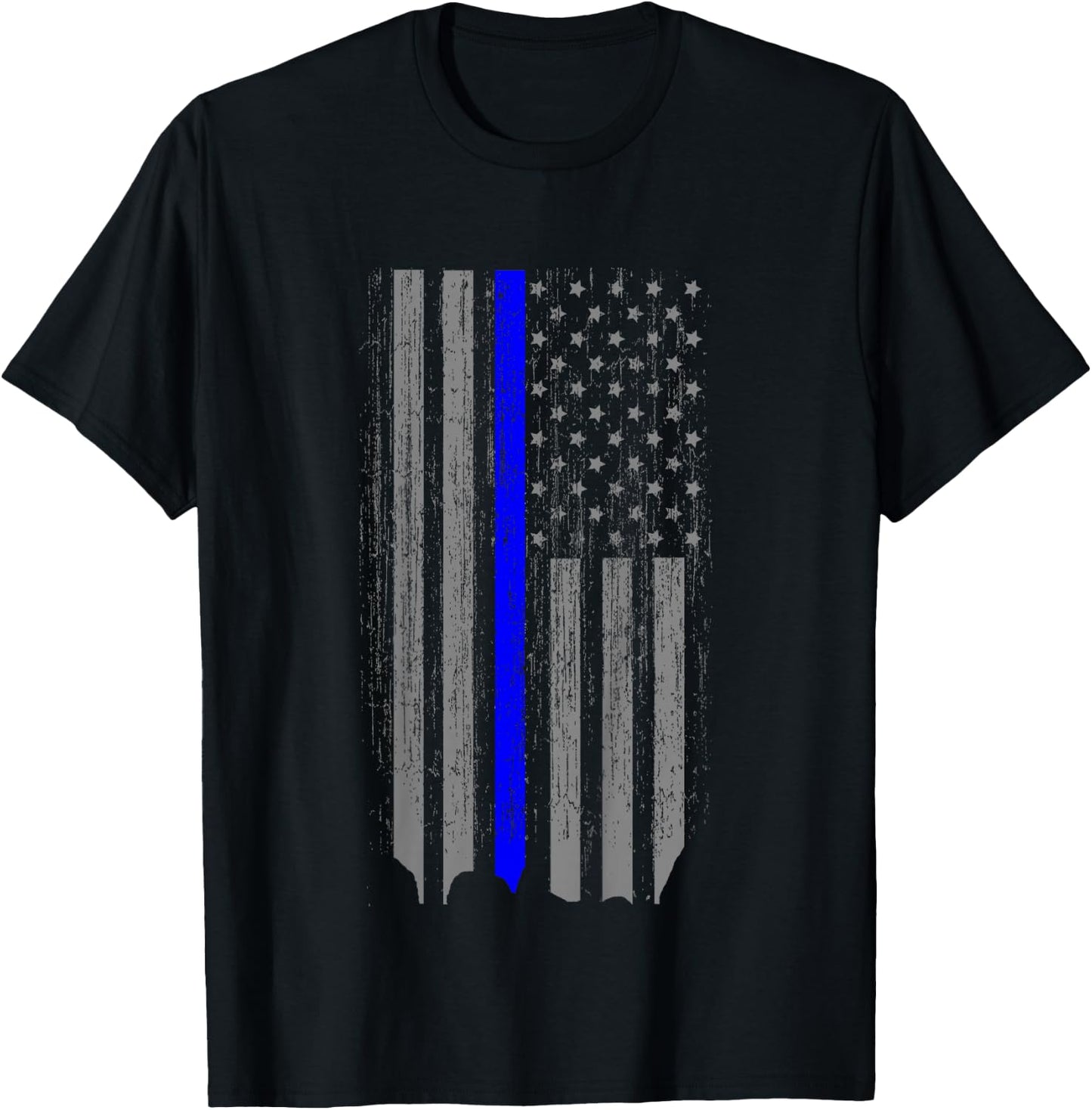 Kids Thin Blue Line Law Enforcement American Flag Shirt Youth T-Shirt - T-Shirt | Black