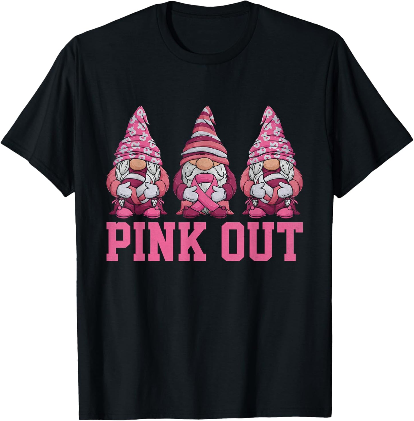 Pink Out Volleyball Pink Ribbon Breast Cancer Awareness T-Shirt - T-Shirt | Black