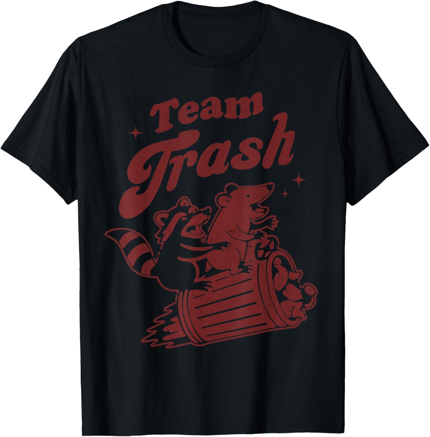 Vintage Team Trash Raccoon and Possum Trashcan Funny Retro T-Shirt - T-Shirt | Black