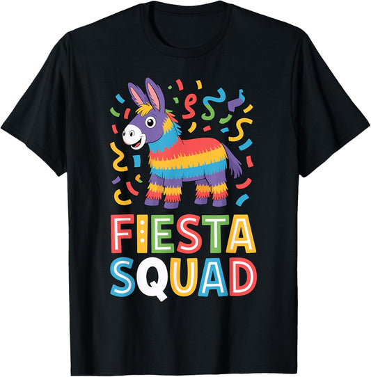 Fiesta Squad Colorful Pinata Party Mexican Cinco de Mayo T-Shirt - T-Shirt | Black