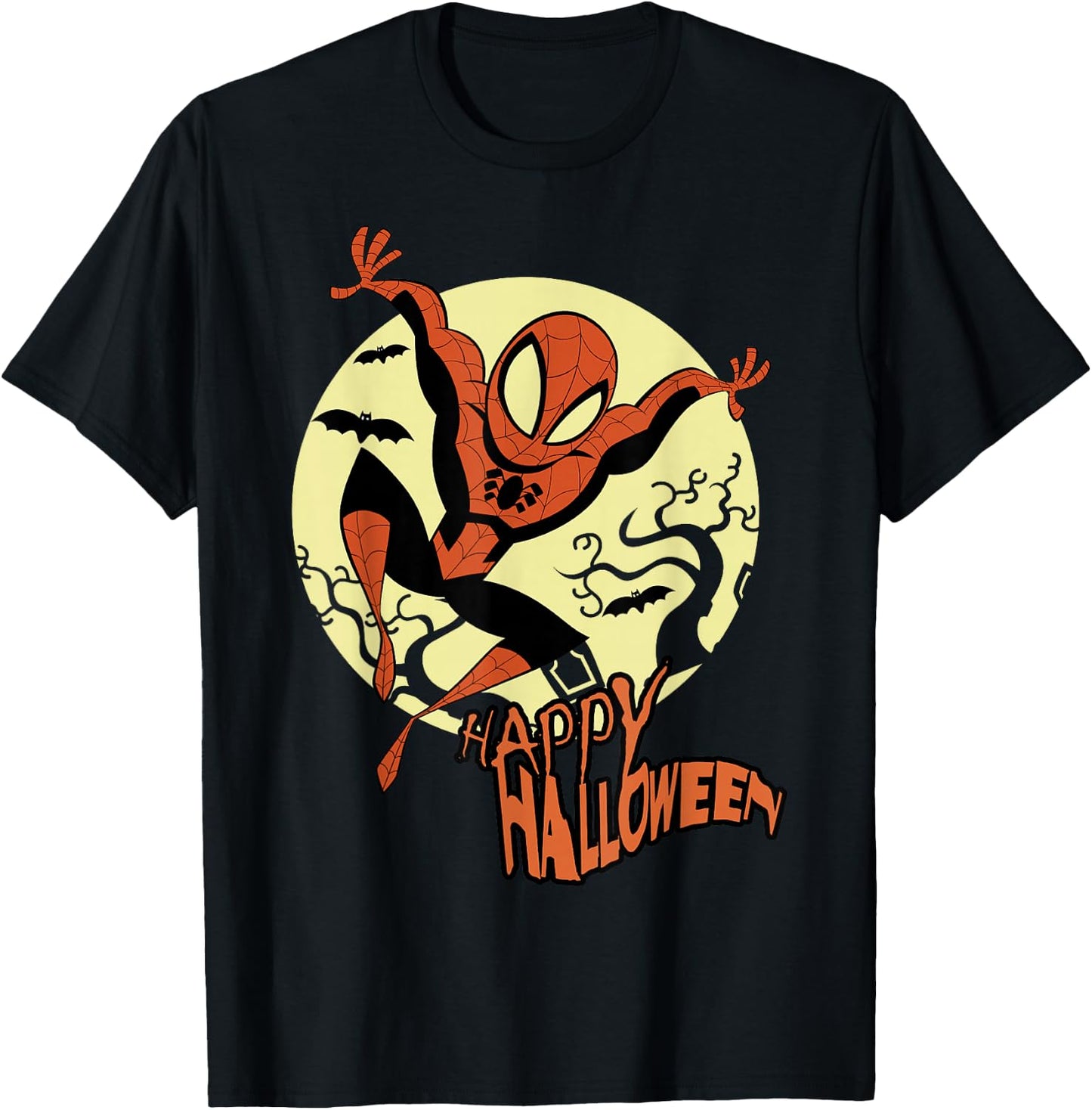 Marvel Spider-Man Moonlight Happy Halloween T-Shirt - T-Shirt | Black