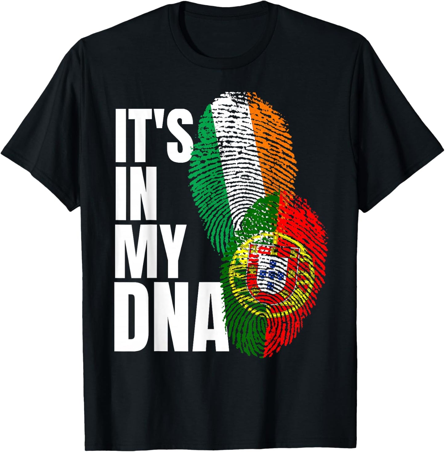 Portuguese And Irish DNA Mix Flag Heritage T-Shirt - T-Shirt | Black