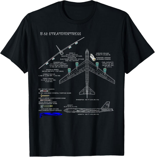 Military Surplus+ B-52 Bomber - Black, Small, Classic Fit, Crew Collar, Short Sleeve, -Adults T-Shirt - T-Shirt | Black