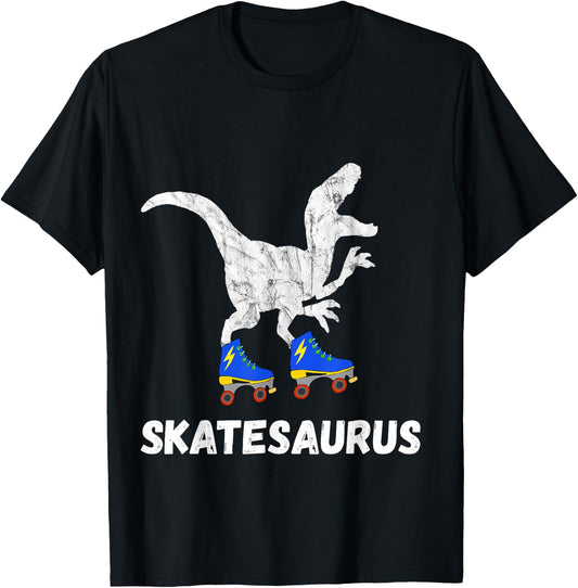 Skate Dinosaurs Roller Skating Rink Trex Roller Skater Shirt T-Shirt - T-Shirt | Black