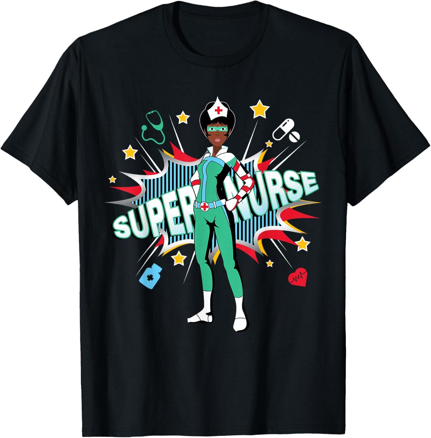 Black Nurses Rock Shirt | Super Hero Funny Black RN Nurse T-Shirt - T-Shirt | Black